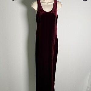 Vintage Emerald USA Burgundy Velvet Maxi Dress